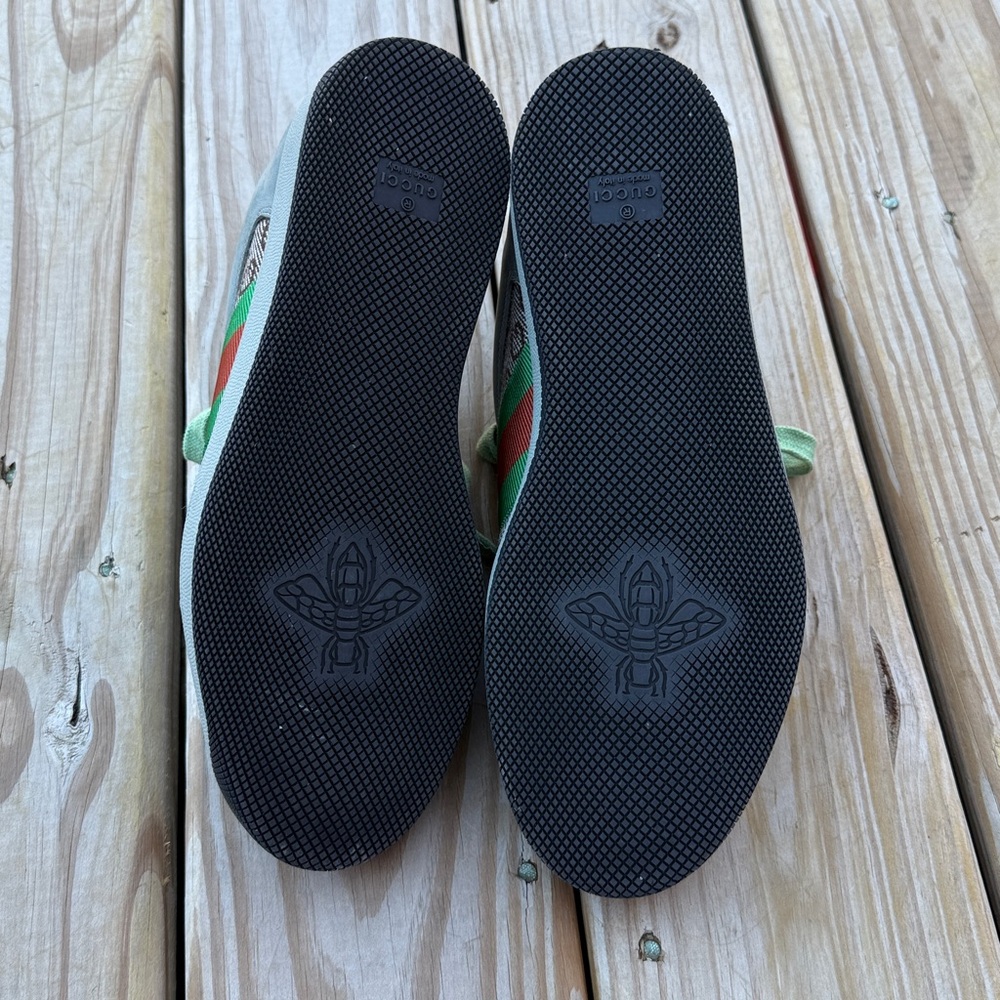 Gucci Green and Gray Screener Lace-Up Sneakers - Picture 6 of 6